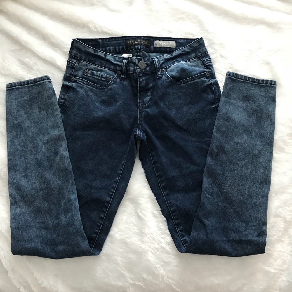 Aeropostale Knee Slit Acid Wash Jeggings Size 0 - Picture 2 of 7